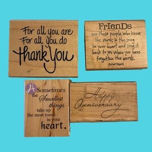 Lot of Sentiments and Sayings Wood Mounted Stamps